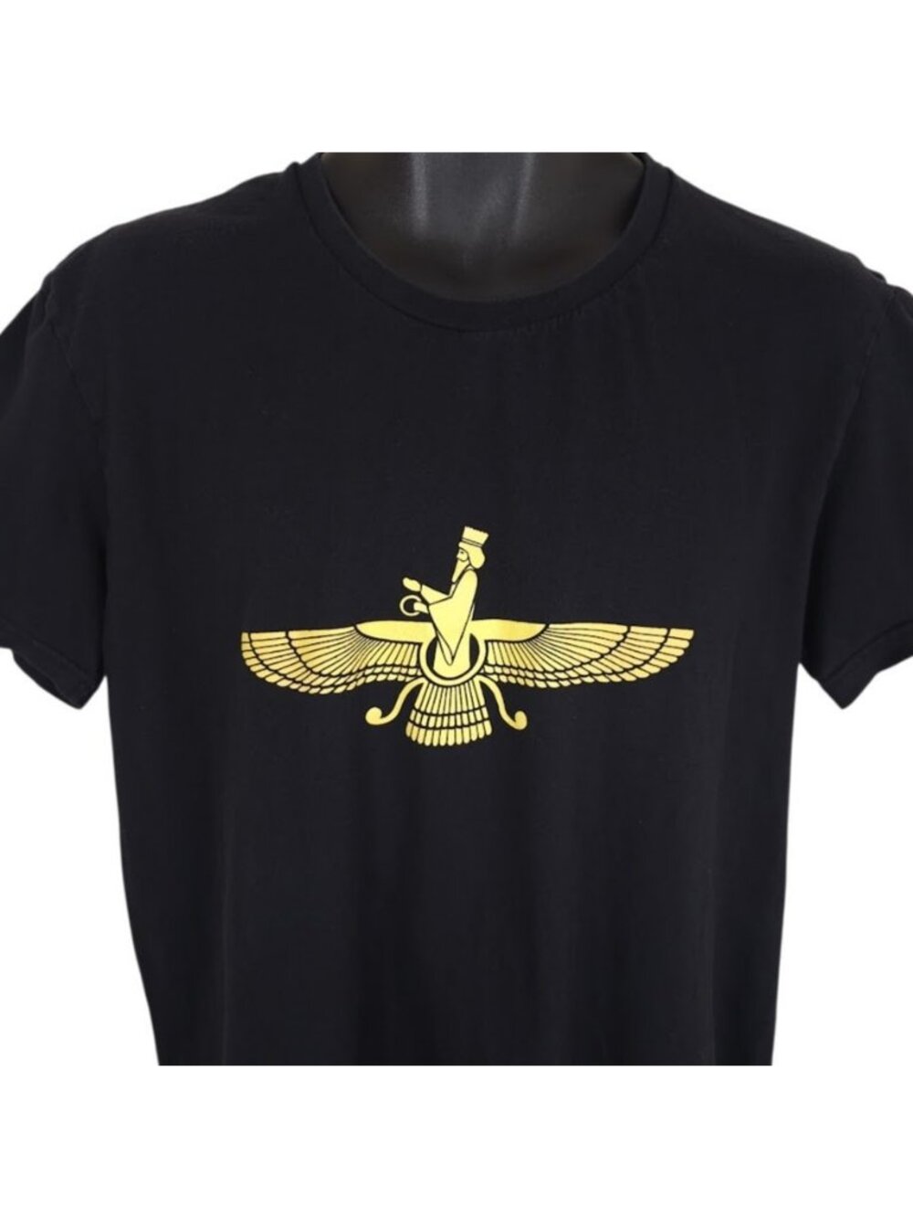 Faravahar T Shirt Mens Size Large Black Iran Zoroastrian Persian Kurd Iranian